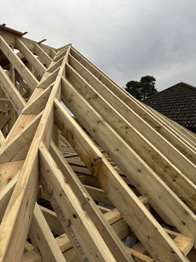roof to new extension
